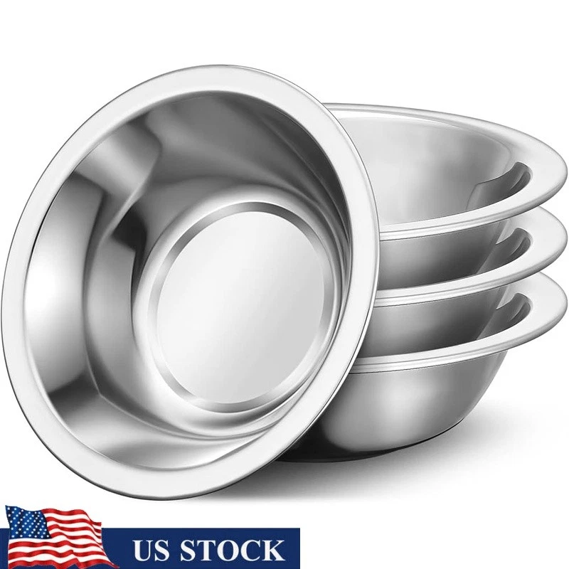 Durable Stainless Steel Mixing Bowls Lightweight Stackable Kitchen Prep Set New