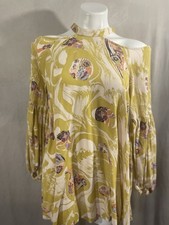 Free People Drift Away Tunic Dress Chartreuse Size S