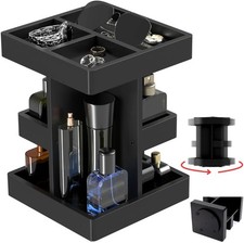 Cologne Organizer for Men,Cologne Stand,3 Tier Wooden Perfume Shelf with Rota...