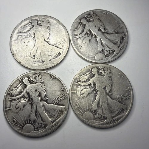 Bulk Lot of 4 Half Dollar Walking Statue of Liberty Silver Coin R16