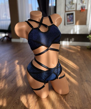 Damen BH-Set Bralette ohne Bügel Blau/Schwar...