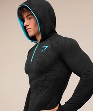 Original David Laid Gym Shark Hoodie Onyx V1 Black/Blue Size Large