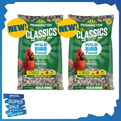 Pennington Classic Wild Bird Feed and Seed, 40 lb. Bag, Dry, 2 Pack