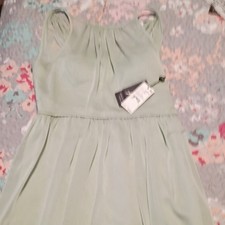 Adrianna Papell Halter Chiffon Pleated Lined Mint Knee Dress Women’s Sz 8