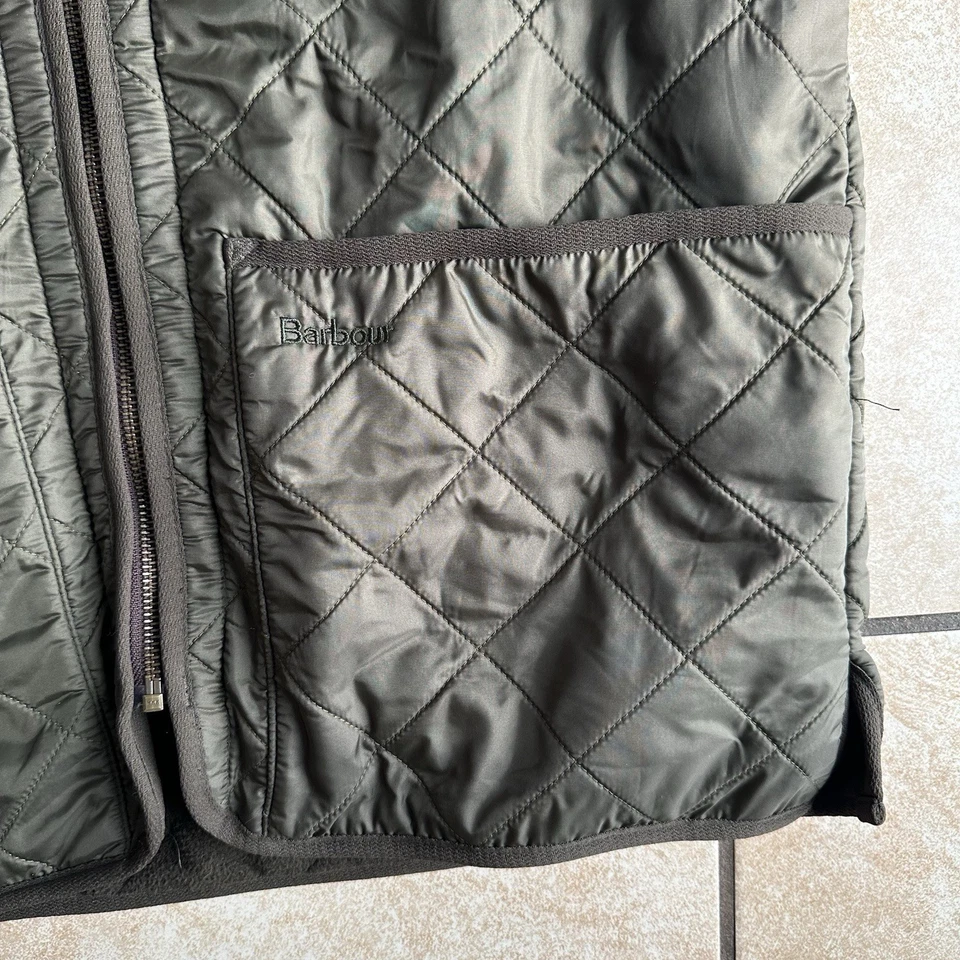 Chaleco Chaleco Barbour Polarquilt Para Hombre Mediano Verde Oliva Diamante Acolchado Cremallera Completa Foto 4 de 4