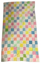 Handmade Patchwork Baby Quilt Scrap Fabric Hand Tied Blanket 29 X 52 Colorful
