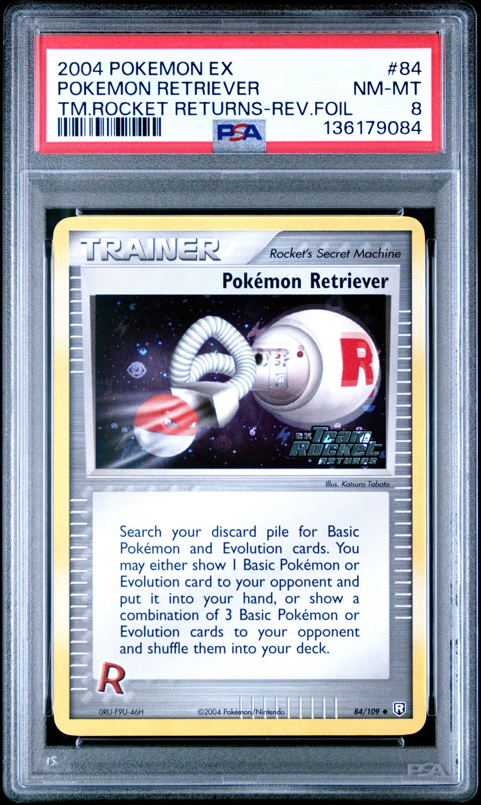 PSA 8 Pokemon Retriever Reverse Holo 84/109 Team Rocket Returns Pokemon 2004