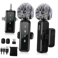 Wireless Lavalier Microphone, Noise Cancelling Lapel Recording 3IN1 RX Mic