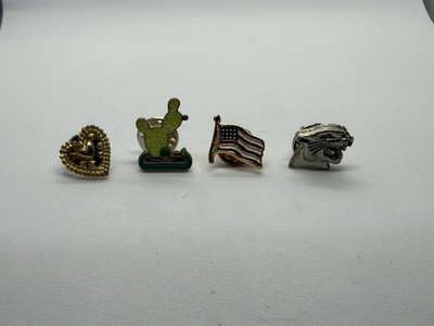 Lot of 4 Enamel Pins Heart - Cactus - USA Flag - Panther