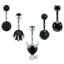 JFORYOU Belly Button Rings Stainless Steel 14G CZ Opal Navel Rings Barbells W...