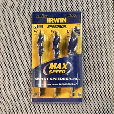 IRWIN Speedbor Max Speed Wood Drill Bit Set 3 Pieces 5/8 3/4 1 in MPN 1947031