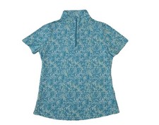 NWT Ibkul Mock Neck Zip Short Sleeve Top Shirt UPF 50 Active Size M Turquoise