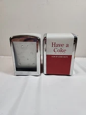 1992 COKE COCA COLA METAL NAPKIN DISPENSER HOLDER  RETRO 1950s Set of 2 5.5in 