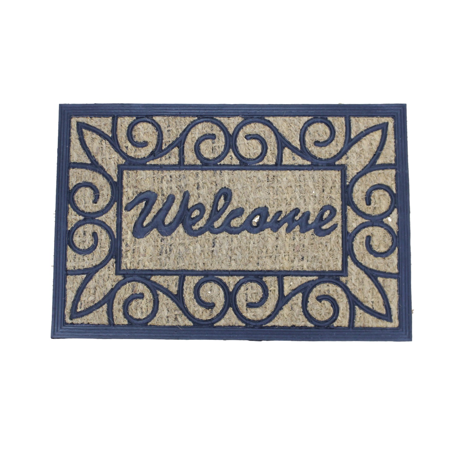 60x40cm Coir Door Mat Welcome Panama Rubber Entrance Rug Anti-Slip Dirt Scraper