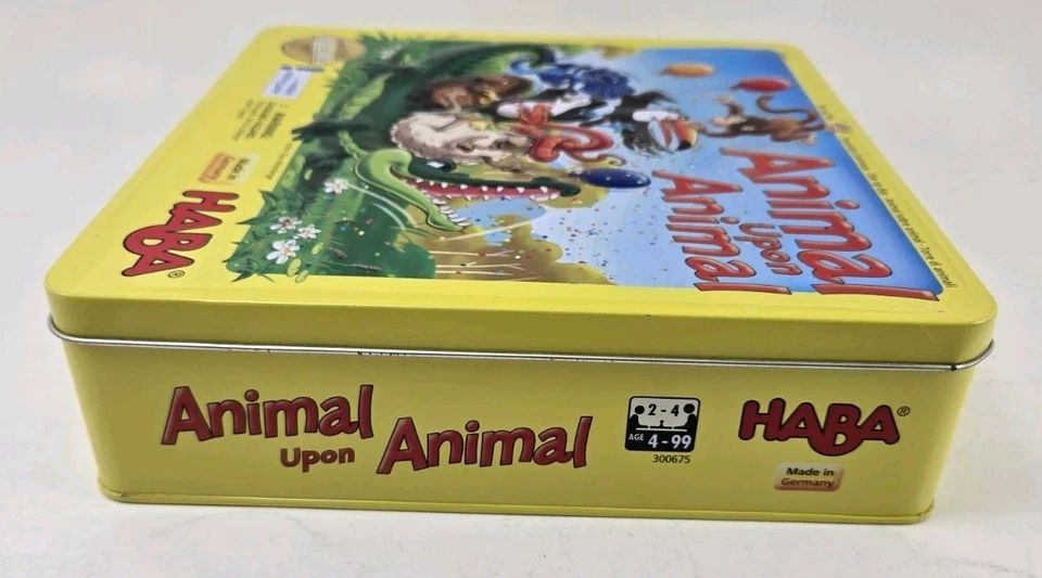 HABA Animal Upon Animal Wooden Stacking Board Game 10th Anniversary Tin Complete - Image 3 of 4
