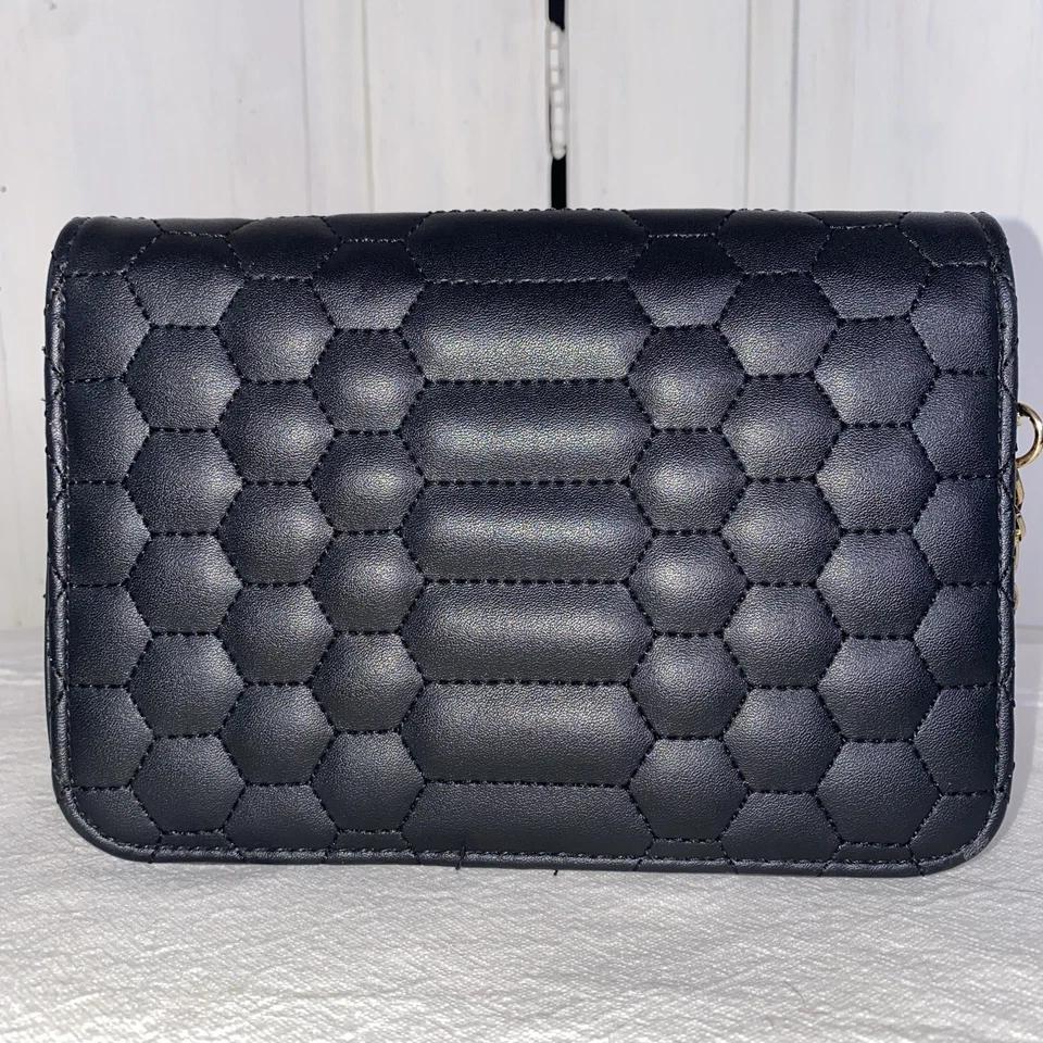Bebe Quilted Cocktail Clutch Chain Strap Crossbody Bag Black - Image 3 of 4