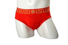 Versace Men's Red/Gold Border Low Rise Slip Underwear Versace Sz 7 US XL IT 54