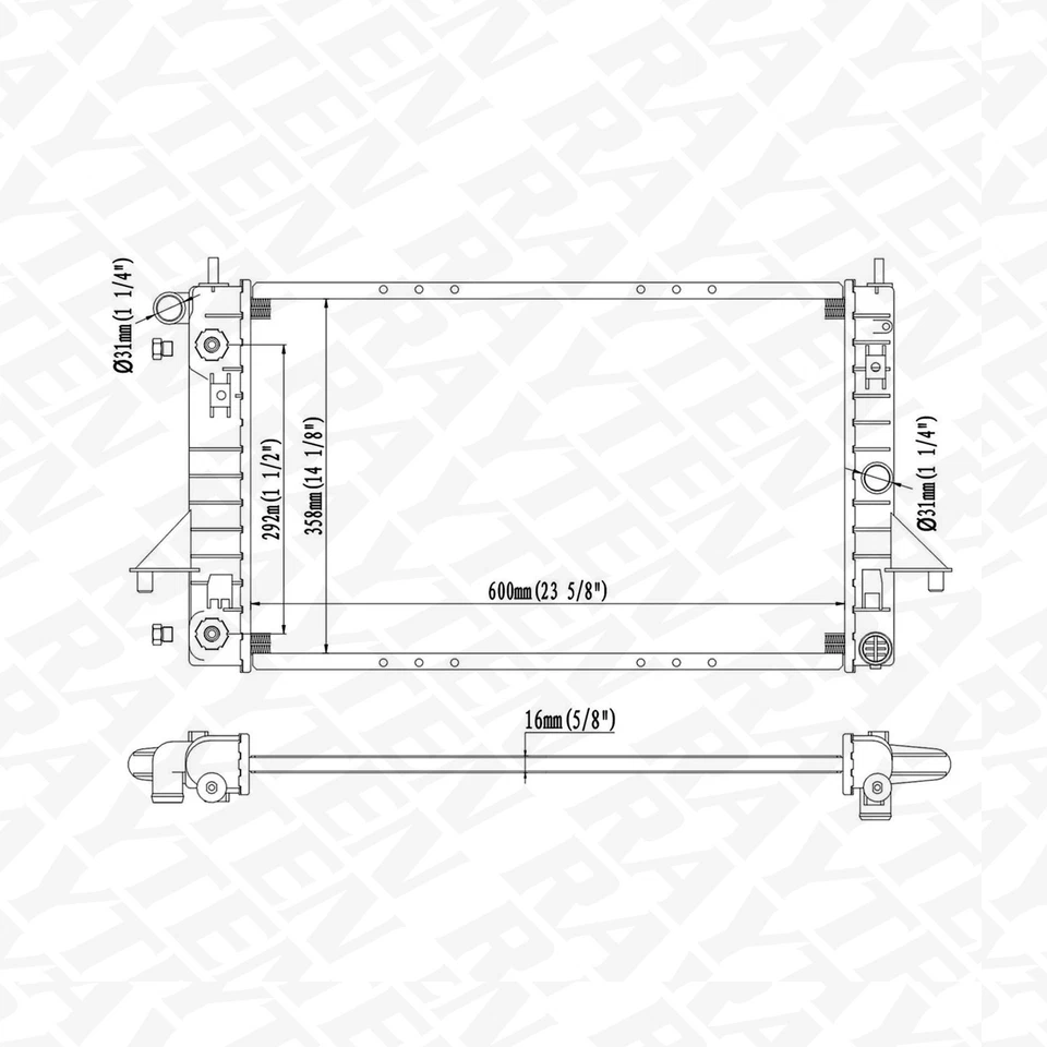 1398 Radiator for 1991-1993 Saturn SL SL1 SL2 1993 SC1 SC2 SW1 SW2 91-92 SC Foto 2 de 4