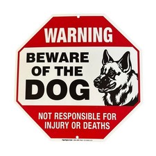 Beware of Dog German Shepherd Metal Sign 12 x 12 Rigid