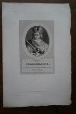 CHARLEMAGNE (742-814) PORTRAIT. ORIGINAL 1825 ENGRAVING. -a