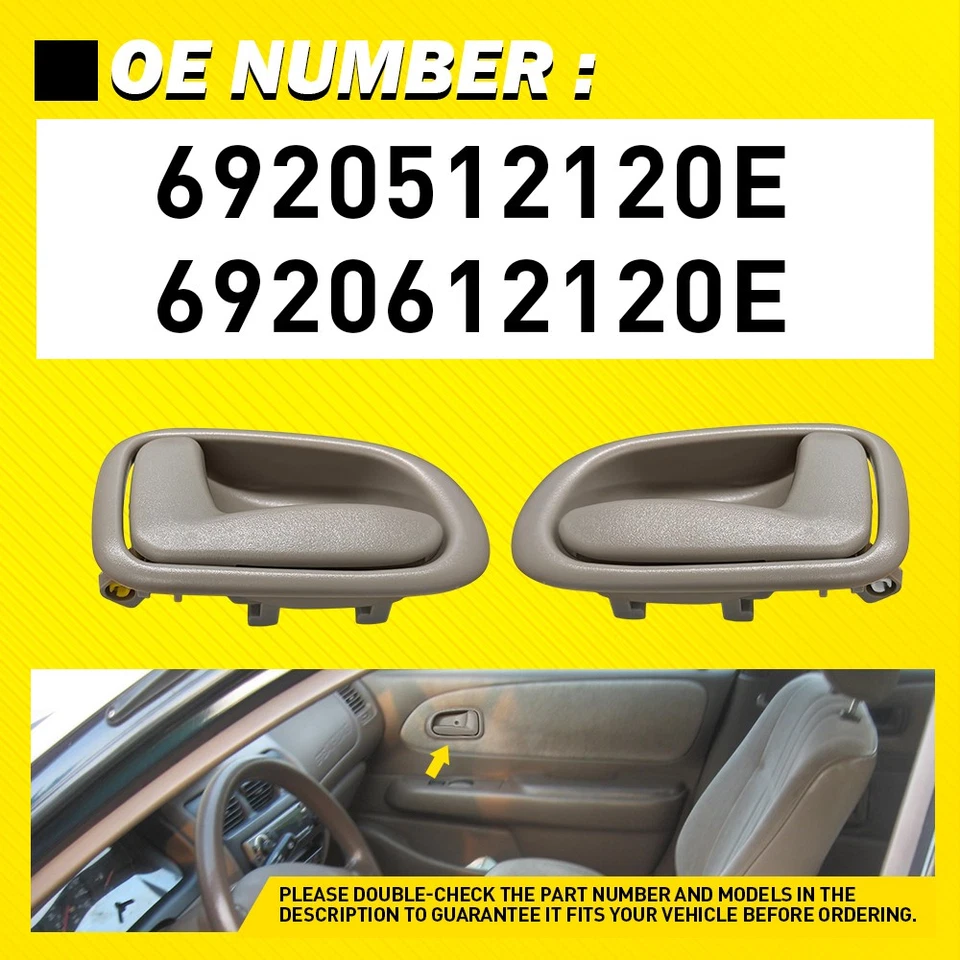内部内前后门把手适用于 1993 - 1997 Geo Prizm 米色 1-5SET — 第 4/4 张图片