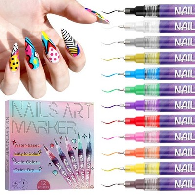 Nail Dotting Tool Set - 12 Quick-Drying Pens for Creative Nail Art