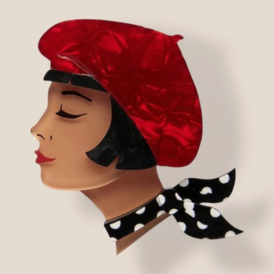 Erstwilder, Tres Chic, Acrylic Brooch in Red