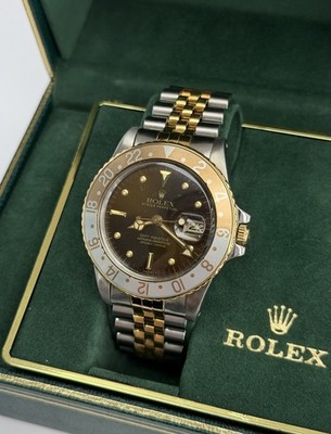 Rolex GMT-Master Rootbeer Steel & 18k Gold 40mm Automatic Watch 16753 - Full Set