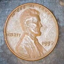 1957 Lincoln Wheat Penny, “B & E” in Liberty Touching.“L” on Rim,' ERROR' #57