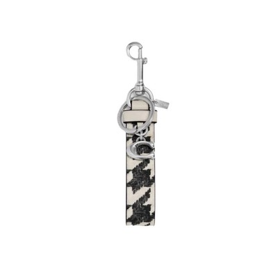 Coach Houndstooth print Silver/Cream/Black Loop bag charm New