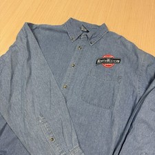 Chicago Northwestern System Denim Shirt Railroad Engineer Train Vintage XXL