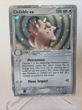 Clefable ex 106/112 Holo 2004 rosso fuoco foglia verde rara carta Pokemon vintage quasi nuova
