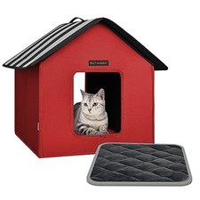 Rest-Eazzzy Cat House Outdoor Bed Weatherproof Shelter B09N1M638G - Red