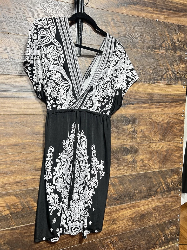 Просто любовь платье макси женщин большой искусственного надежном бандана печать эластичной черный и белый - Изображение 3 из 4