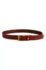 Ted Baker Braidie Braided Leather Belt Men's M/L Tan Buckled Adjustable