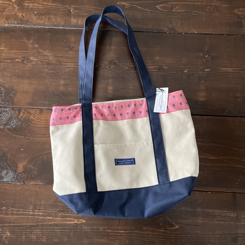 Vineyard Vines Classic Tote Bag Pink With Hand Holding Torch Canvas Zip Close - Picture 1 of 9