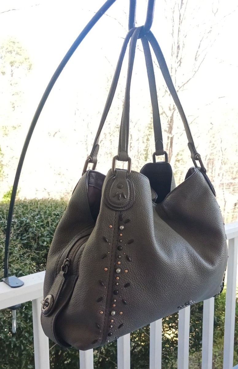 Coach 22794 MEDIUM Gray Edie Turn Lock 31 W/Rivets Leather