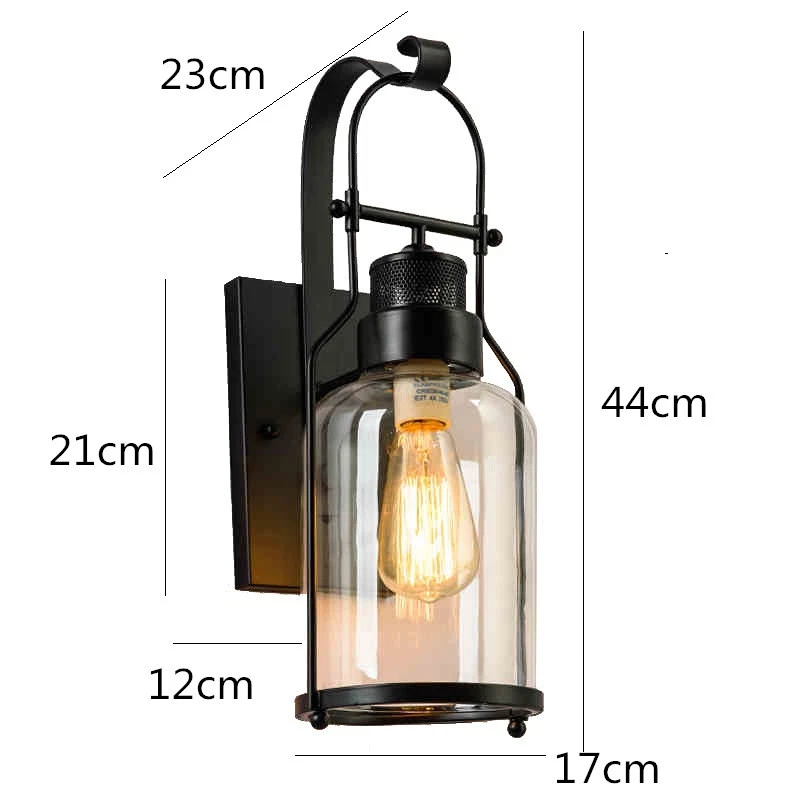 Bedroom Wall Light Hallway Wall Lights Balcony Glass Wall Lamp Black Wall Sconce - Image 2 of 4