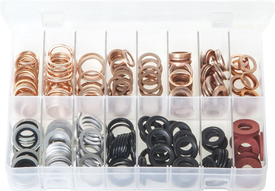 Assorted Box of Sump Plug Copper Plastic Nylon Fiber Washers Seals 265pc  AB117N