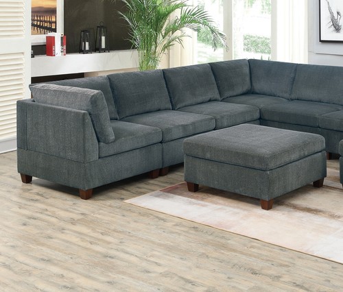 1pc ARMLESS CHAIR ONLY Grey Chenille Fabric Modular Armless Chair Cushion Seat L - Picture 6 of 12