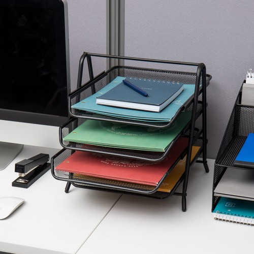 4-Tier Paper Tray Desktop Organizer Metal Mesh Office 12"x13"x12.5" - Picture 6 of 6