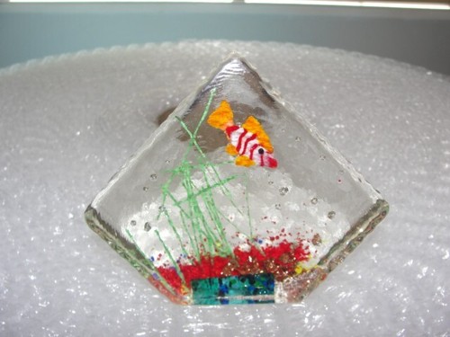 Aquarium Fish Tank Mid Century Sculpture Paperweight Glass Lot of 2 - Picture 2 of 9