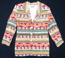 NWOT Vintage 90s Aztec Southwestern Tribal Womens 3 Button Blazer Jacket 12