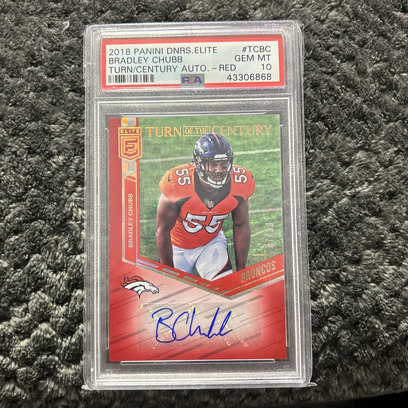 Bradley Chubb Panini Donruss Elite Turn of the Century Autograph #BC Red