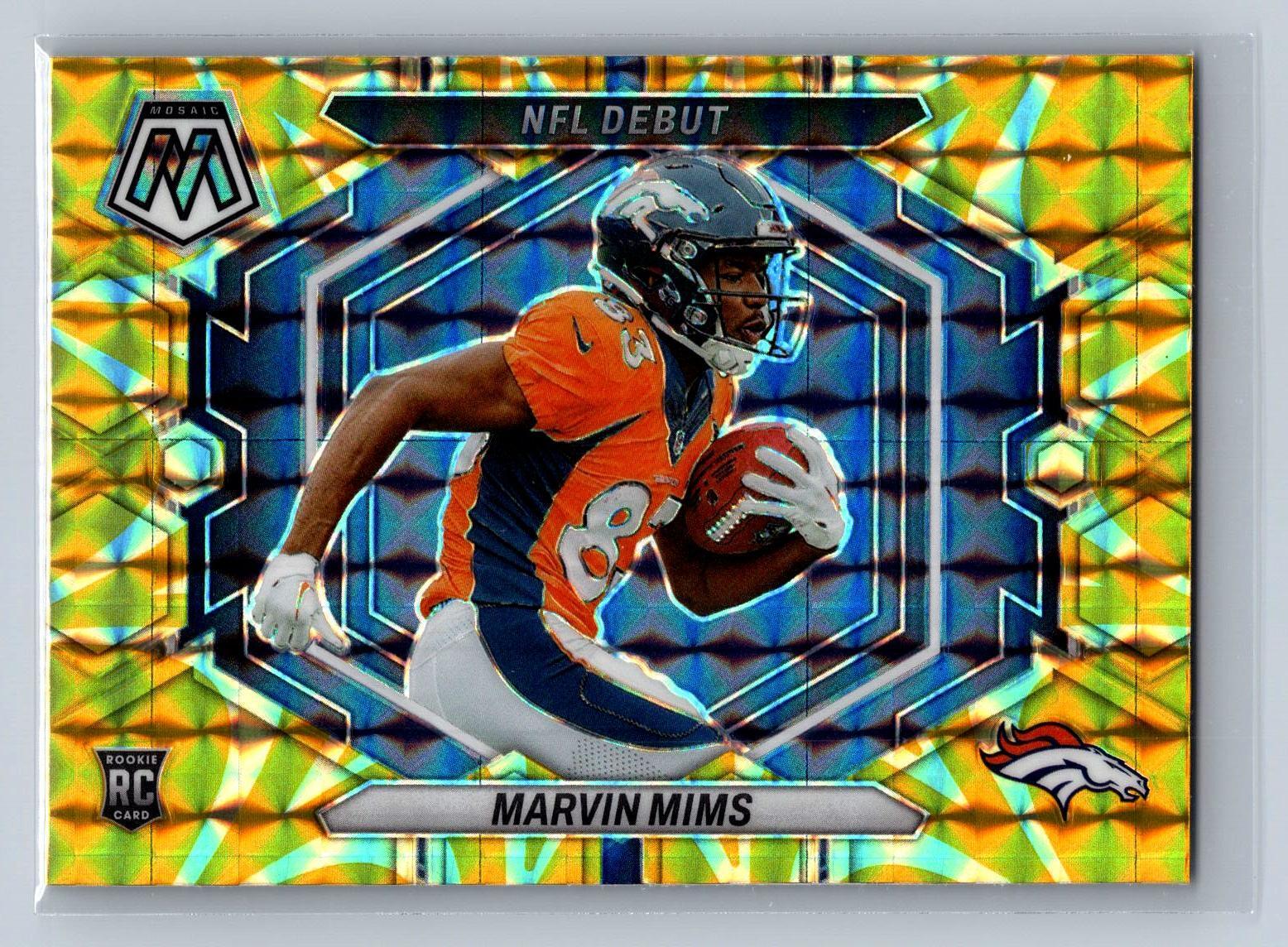 2023 Panini Mosaic Marvin Mims Reactive Yellow Mosaic #ND-13 Denver Broncos
