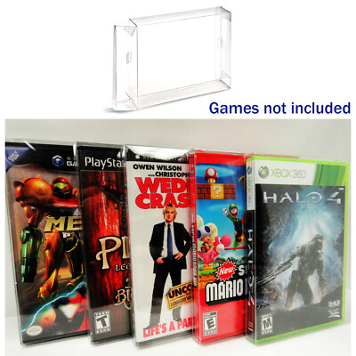 5 Box Protector For DVD's, Wii U, XBOX, PS2, NINTENDO GAMECUBE ETC Clear Cases