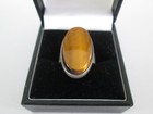 NIELS ERIK FROM NE DENMARK STERLING SILVER & OVAL TIGER'S EYE RING UK SIZE K
