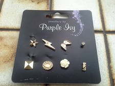 Purple Ivy 'Ear Studs' Costume Jewelry - New on Card