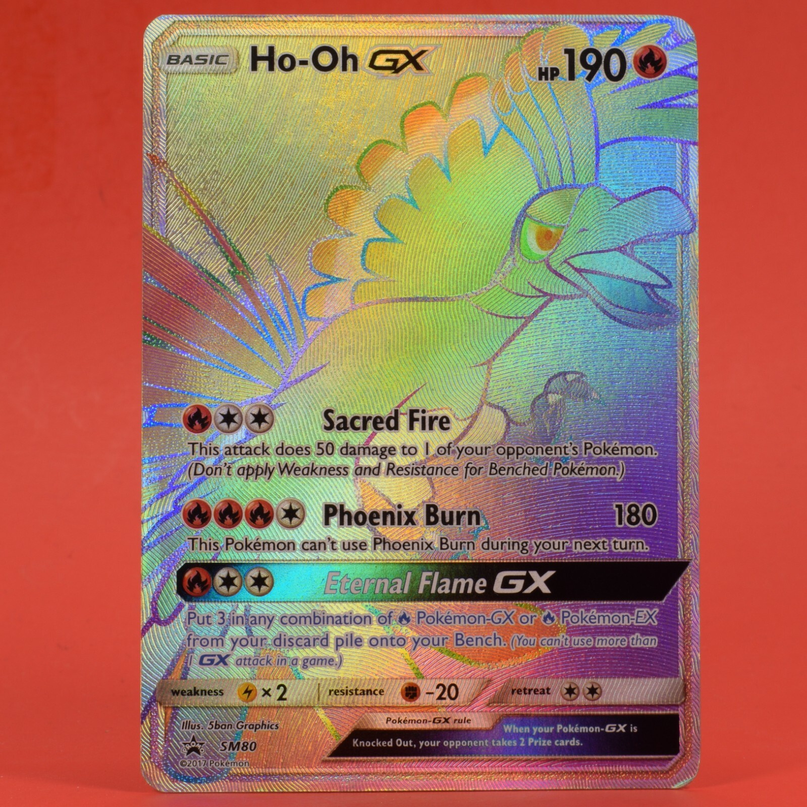 Pokemon TCG English Card Sun & Moon Promo Ho-Oh GX SM80 Full Art