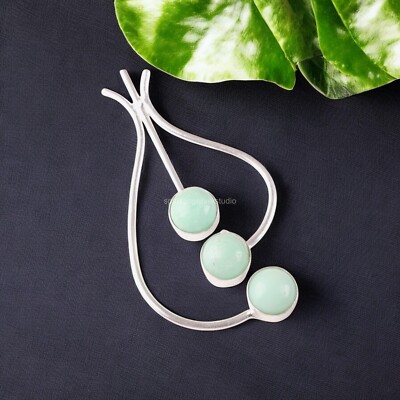 Amazonite Gemstone Jewelry 925 Silver Handmade Pendant 2.2'' For Birthday Gifts